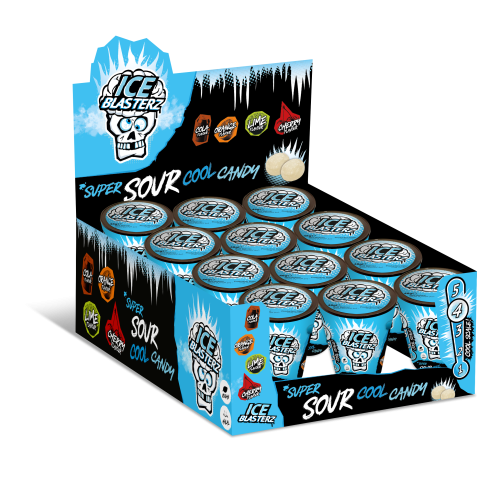BRAIN BLASTERZ ICE SOUR COOL CANDY CONTAINER (Pack of 12x48g)