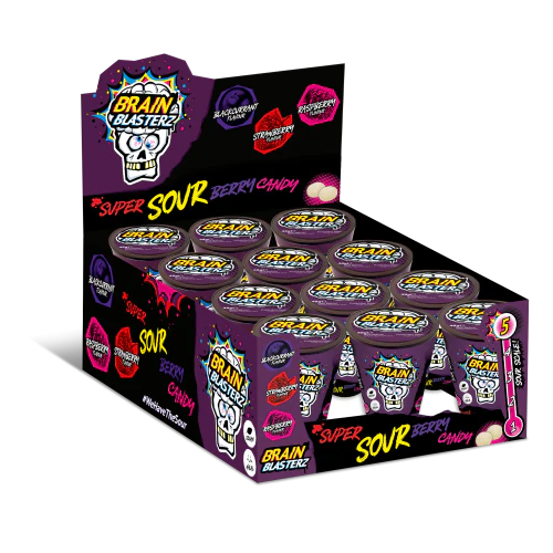 Brain Blasterz Super Sour Berry Candy Tub 48g (12 Pack)
