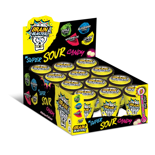 Brain Blasterz Super Sour Original Candy Tub 48g (12 Pack)